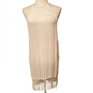 Mud Pie Swimsuit Coverup Size Small Fringe Bottom Tie Neck